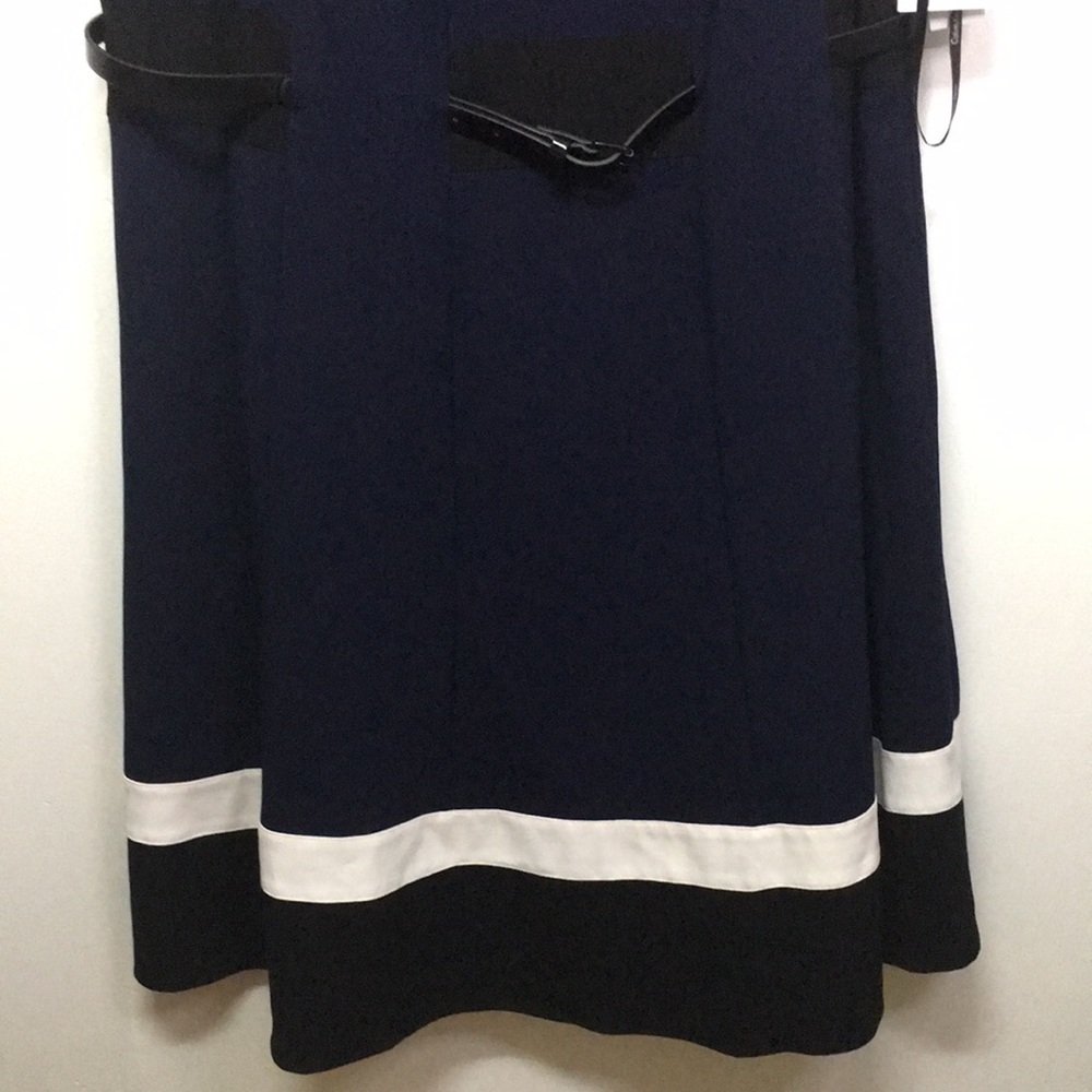 NWT Calvin Klein Woman Belted Navy Blue Fit&Flare Dress: Size 18W - Picture 4 of 13